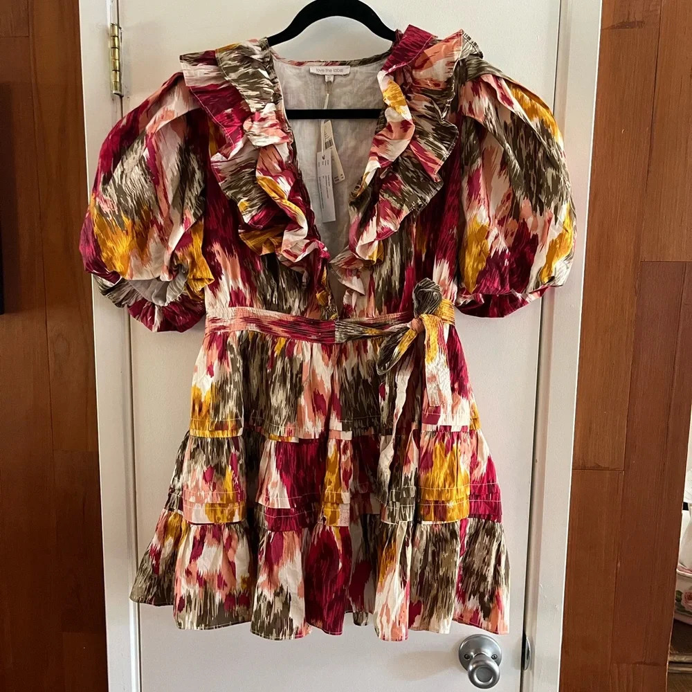 Anthropologie Love the Label Ruffled Wrap Mini Dress - Picture 2 of 8